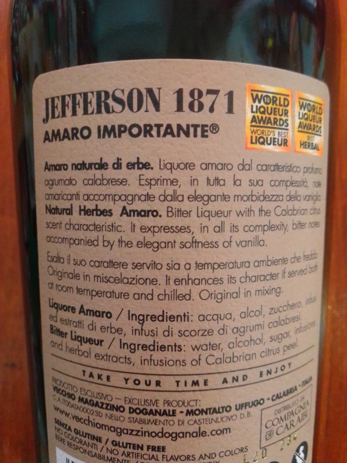 Jefferson - Amaro Importante - Vendita OnLine Specialità Calabresi